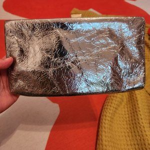 J.Crew Silver Leather Metallic Clutch